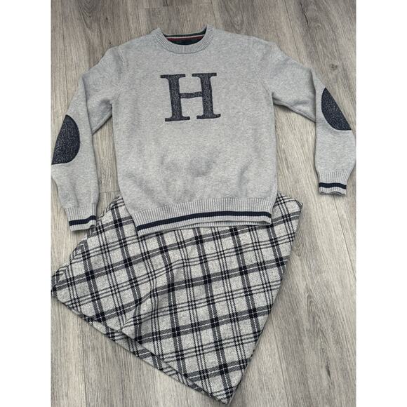 Talbots Grey Blue Skirt Womens Wool Blend Straight Plaid Size 4 - Picture 1 of 6